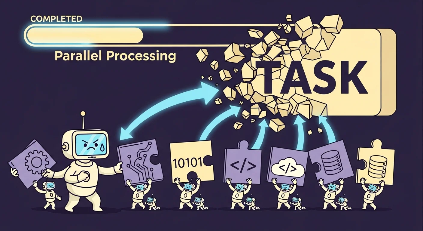 Illustration for: RAO Trains Agents to Delegate Sub-Tasks to Themselves